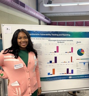 Christina Bonner, a student at Savannah River-Augusta University in Georgia, during a poster session while a SULI intern. 