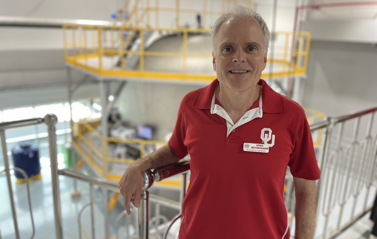 ASR research veteran Greg McFarquhar poses during a July 2024 visit to the cloud chamber at the National Institute of Meteorological Studies in South Korea. 