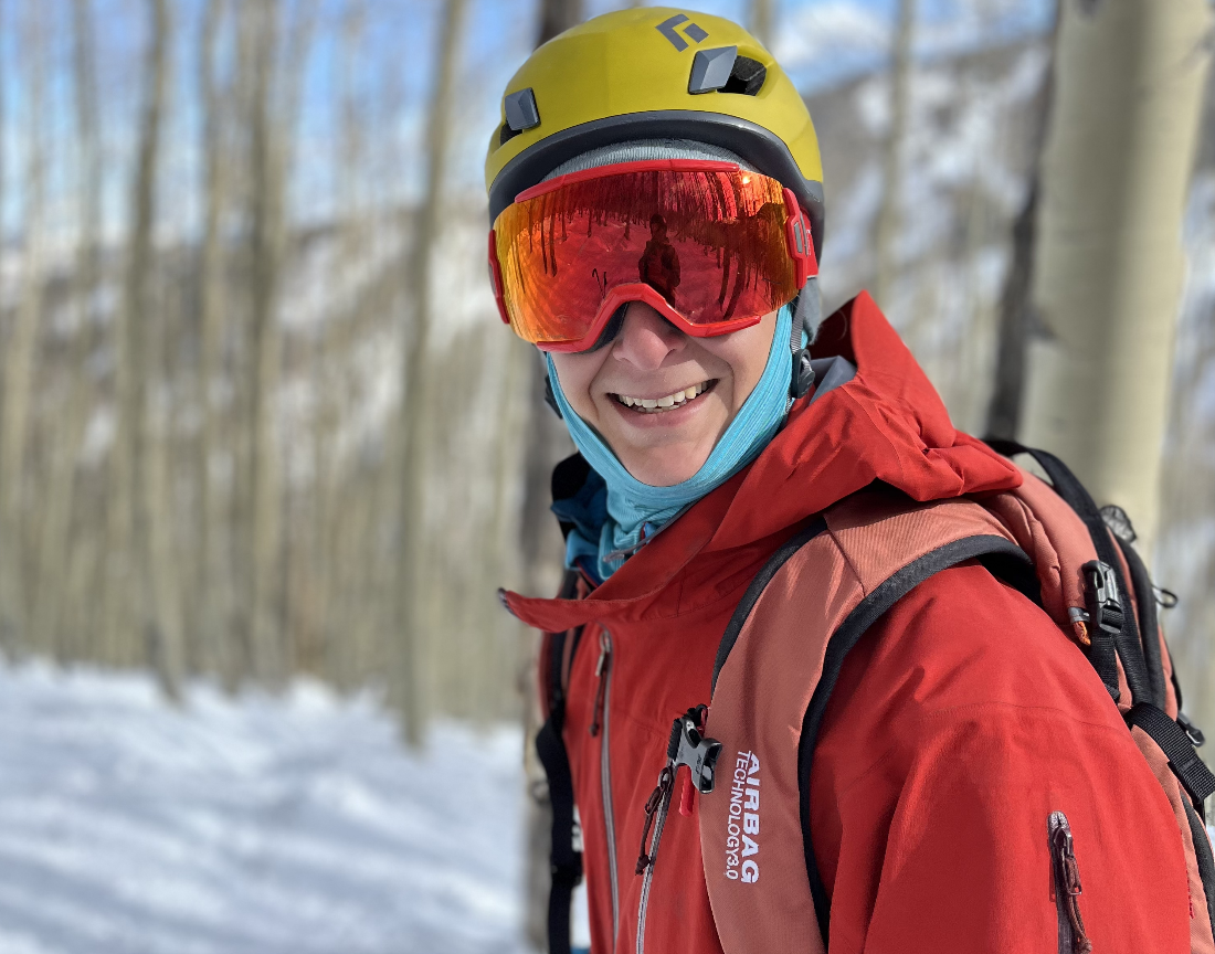 Lawrence Berkeley National Laboratory postdoctoral researcher William “Will” Rudisill pauses along a ski trail during one of his two winter trips to the SAIL study area. Photo is courtesy of Rudisill.