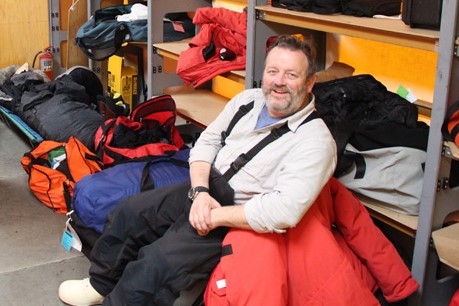 Polar researcher Dan Lubin takes a break in the science tent on the West Antarctic Ice Sheet (WAIS) during the ARM West Antarctic Radiation Experiment (AWARE). Photo courtesy of Dan Lubin.