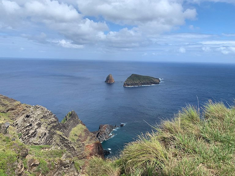 The rugged coast of Graciosa Island in the Azores offers a view of the marine low clouds Wang studies for their aerosol properties.