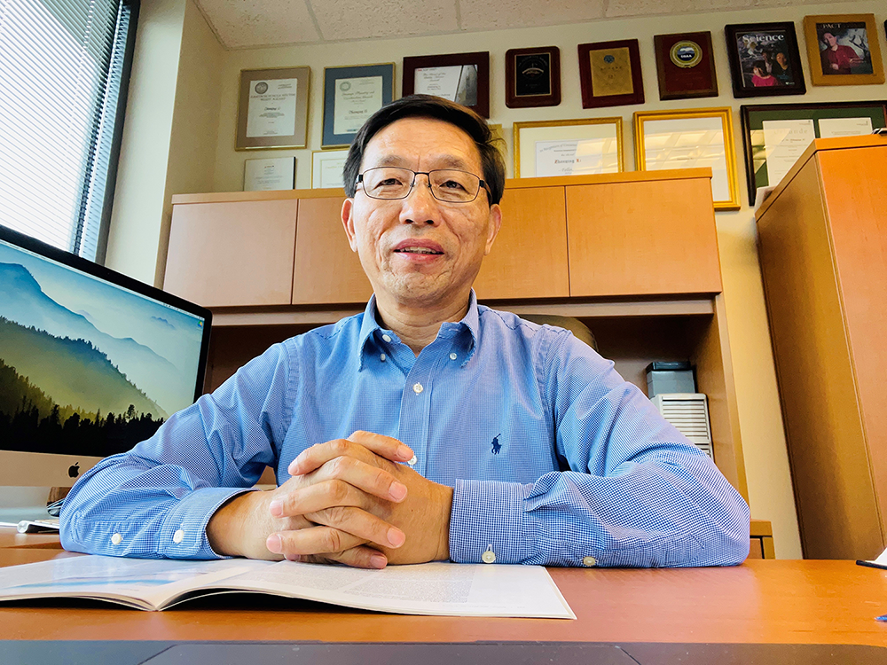 Zhanqing Li in his office in May 2021 at the University of Maryland, College Park. Photo is courtesy of Zhanqing Li.